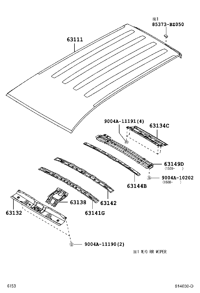 Toyota 63142-BZ100 REINFORCEMENT, ROOF PANEL, NO.2
