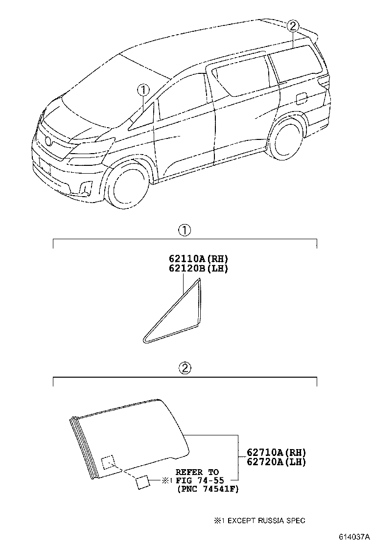 62720-58181 WINDOW ASSY, QUARTER, LH product image