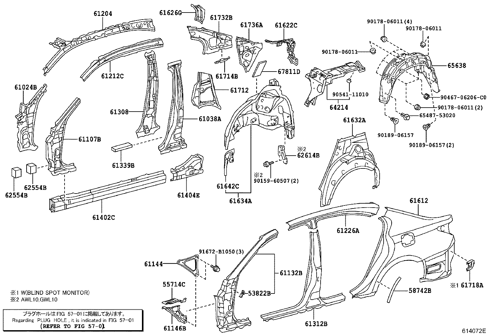 61402-30904 PANEL SUB-ASSY, ROCKER, OUTER LH product image