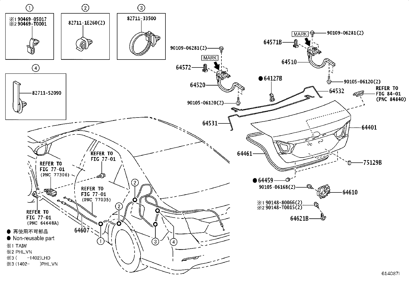 64127-06081 SUPPORT, LUGGAGE COMPARTMENT DOOR TORSION BAR product image