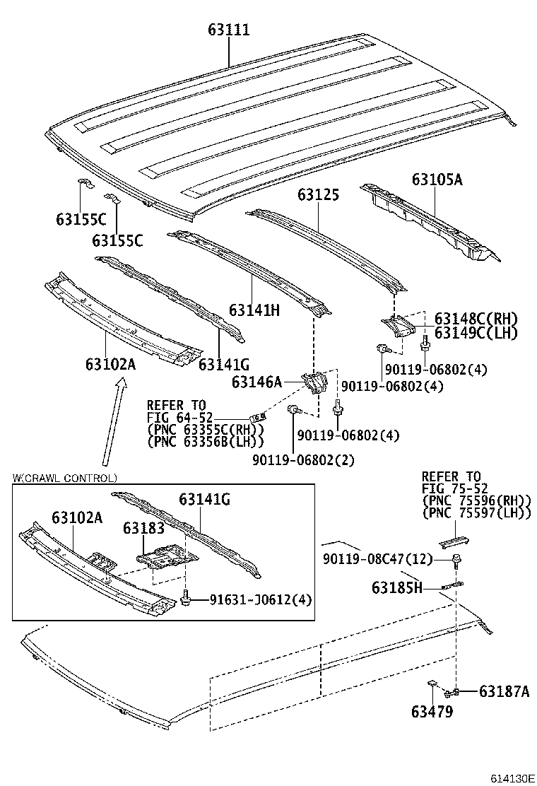63149-35010 REINFORCEMENT, ROOF PANEL SIDE, LH product image
