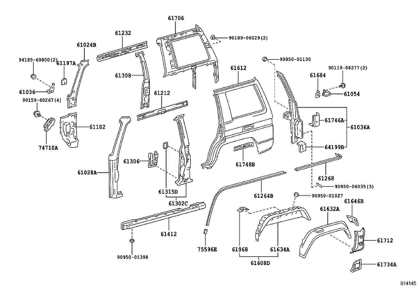 61631-60120 PANEL, QUARTER WHEEL HOUSE, OUTER RH product image