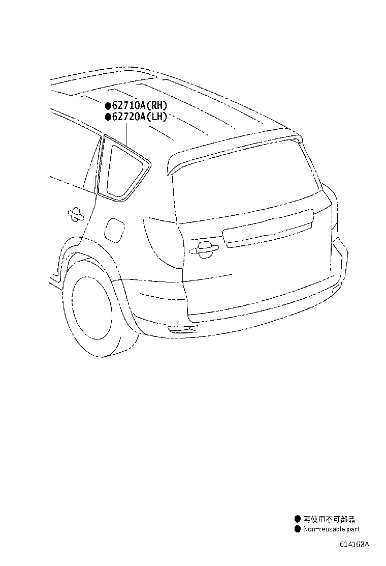 Toyota 62710-0R010 WINDOW ASSY, QUARTER, RH