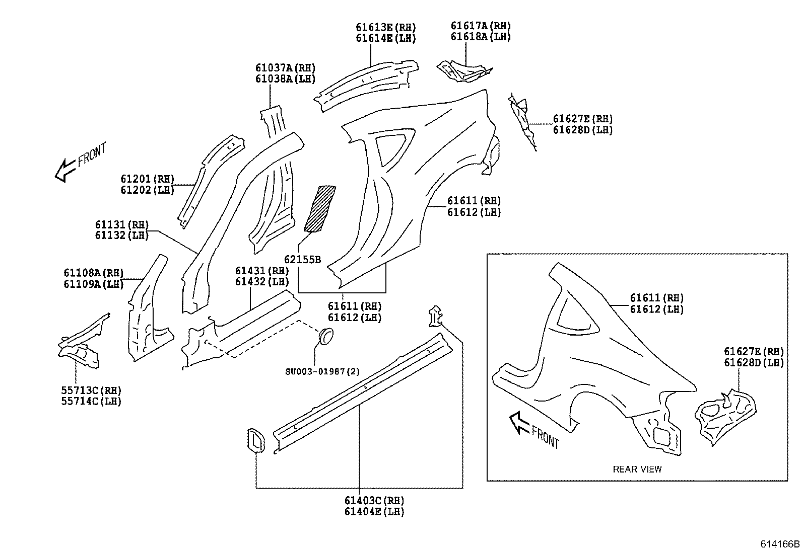 Toyota SU003-01286 EXTENSION SUB-ASSY, QUARTER LOCK PILLAR, LH