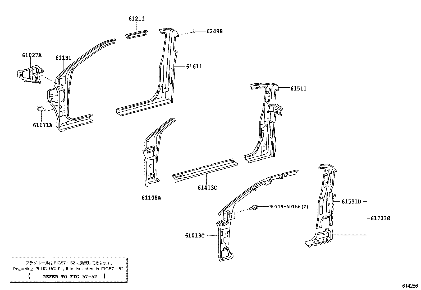 61013-04030 PANEL SUB-ASSY, SIDE, INNER RH product image
