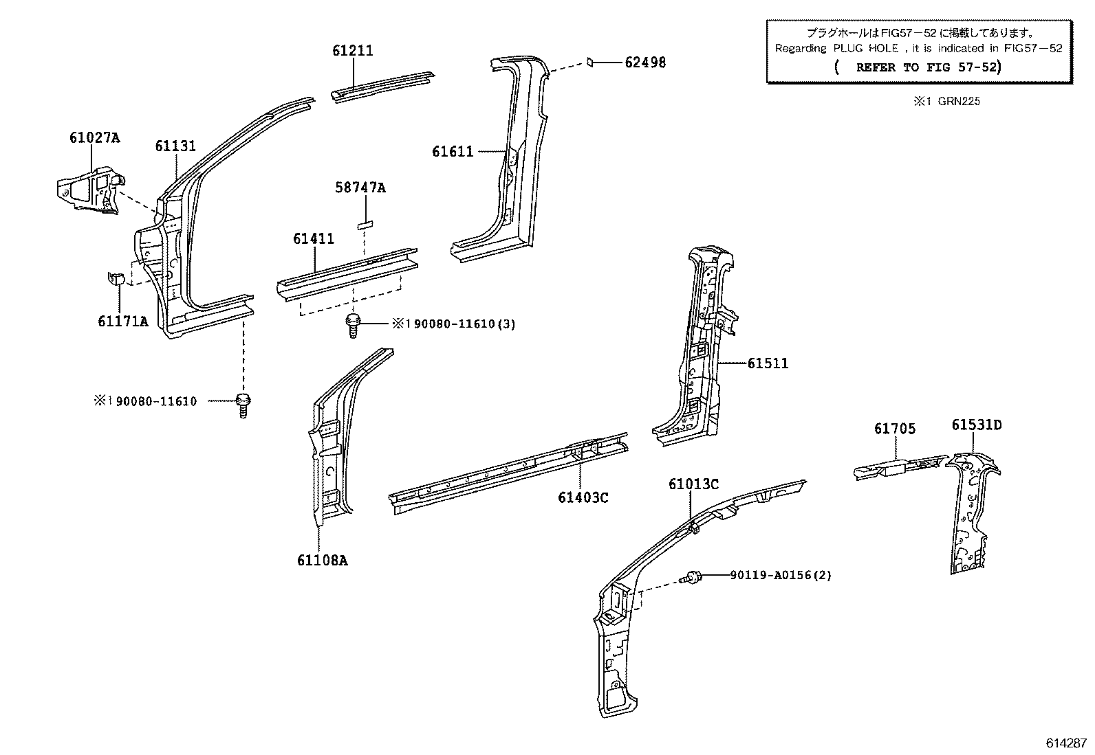 61013-04030 PANEL SUB-ASSY, SIDE, INNER RH product image