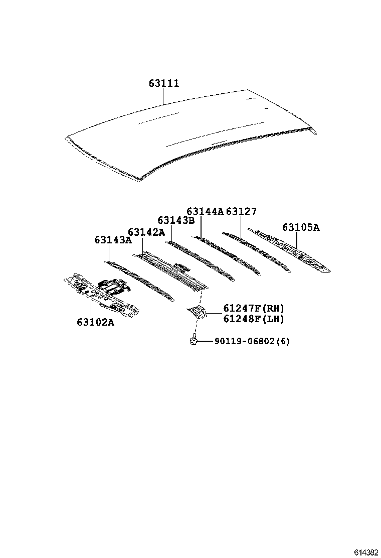 63102-12320 PANEL SUB-ASSY, WINDSHIELD HEADER product image
