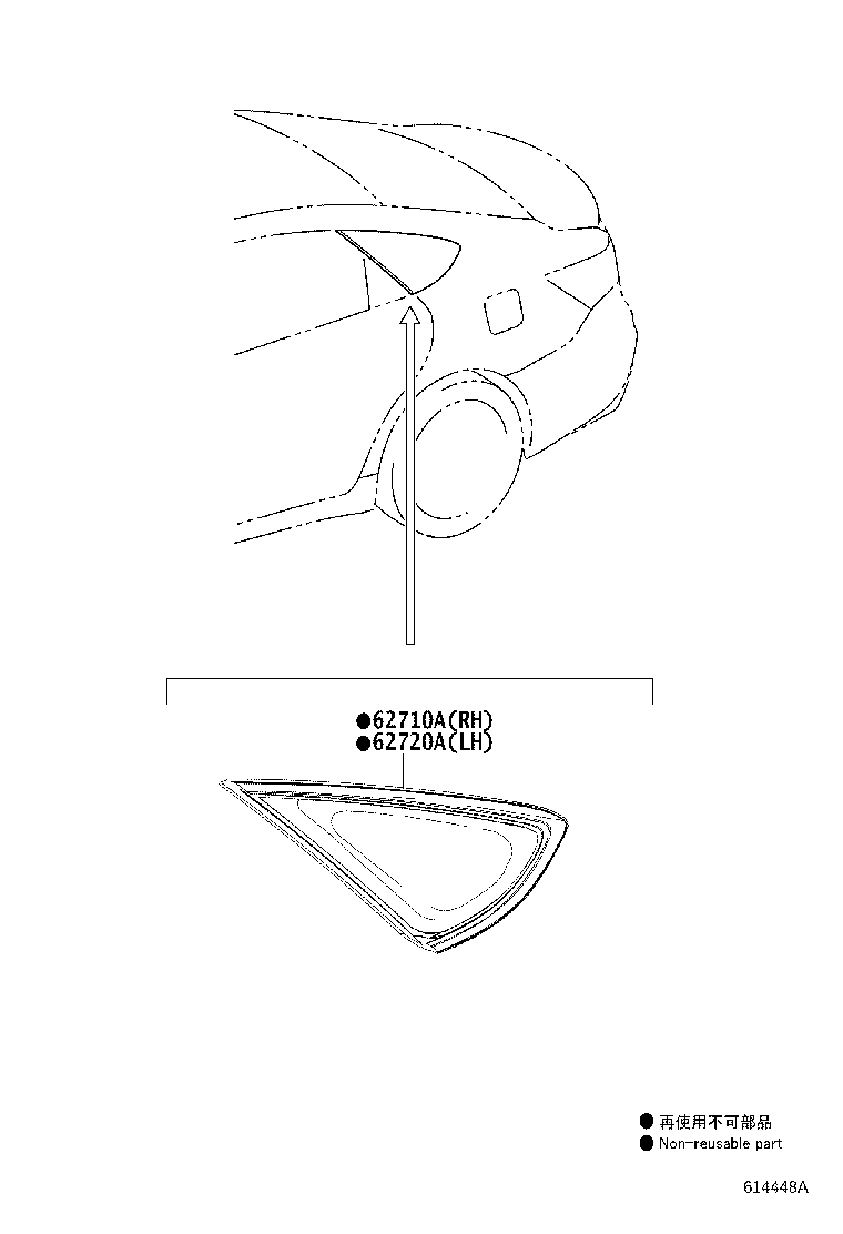 Toyota 62720-07020 WINDOW ASSY, QUARTER, LH