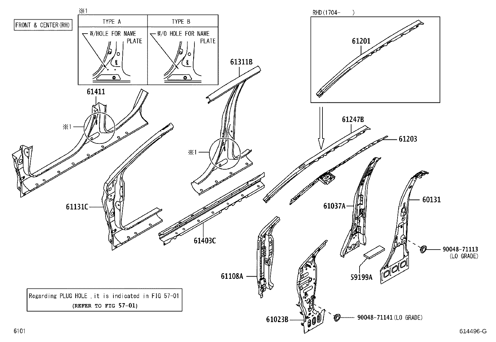 61202-BZ050 RAIL SUB-ASSY, ROOF SIDE, LH product image