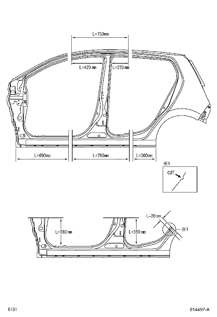 61202-BZ050 RAIL SUB-ASSY, ROOF SIDE, LH product image