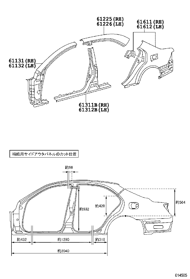 61611-30871 PANEL, QUARTER, RH product image