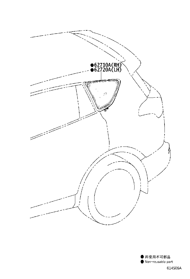 Toyota 62720-0R050 WINDOW ASSY, QUARTER, LH
