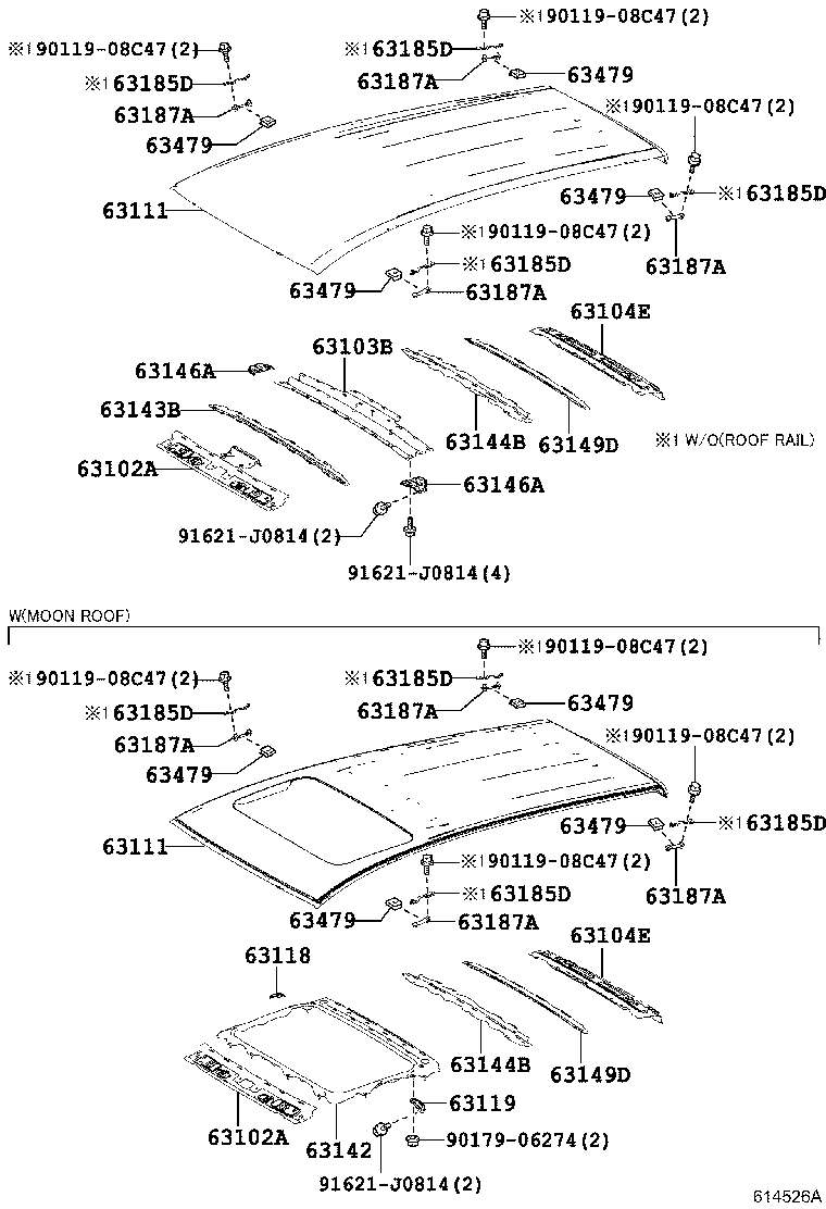 Toyota 63146-42020 BRACKET, ROOF PANEL REINFORCEMENT, NO.1