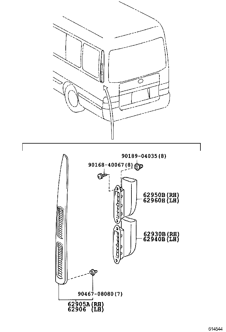 62930-0S010 DUCT ASSY, QUARTER VENT, RH product image