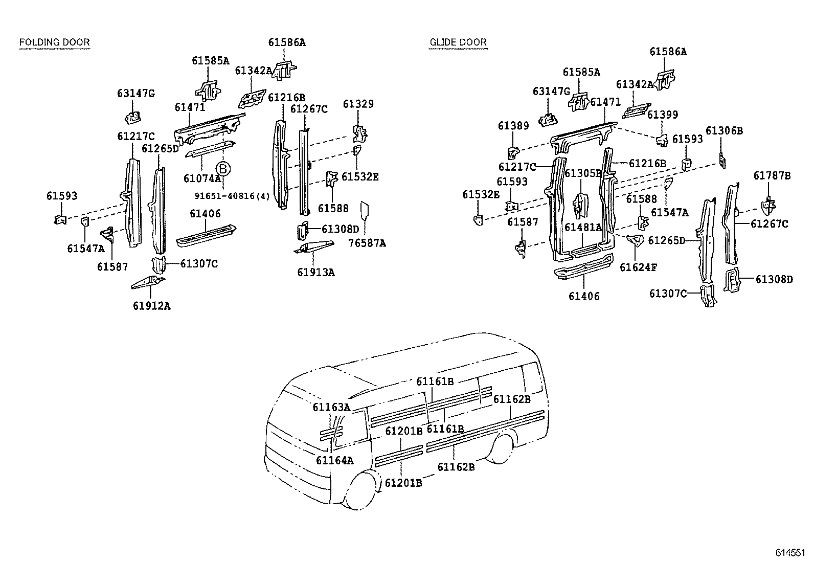 61024-0S010 PILLAR SUB-ASSY, NO.4 LH product image