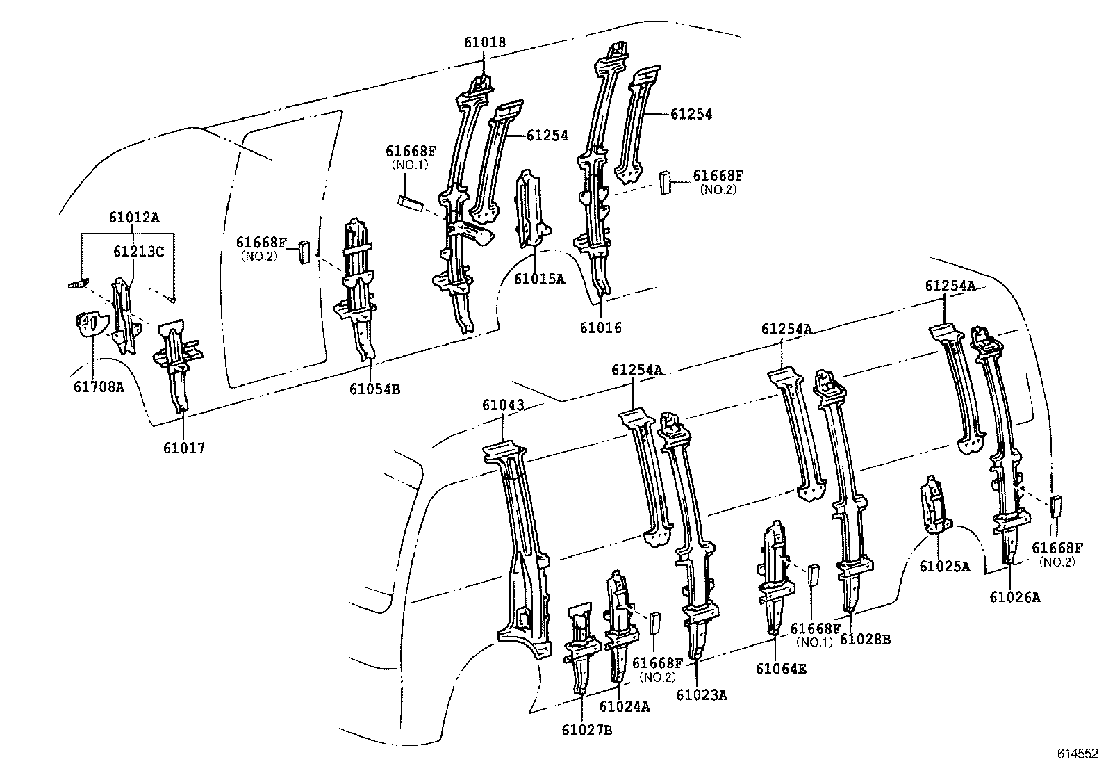 61024-0S010 PILLAR SUB-ASSY, NO.4 LH product image