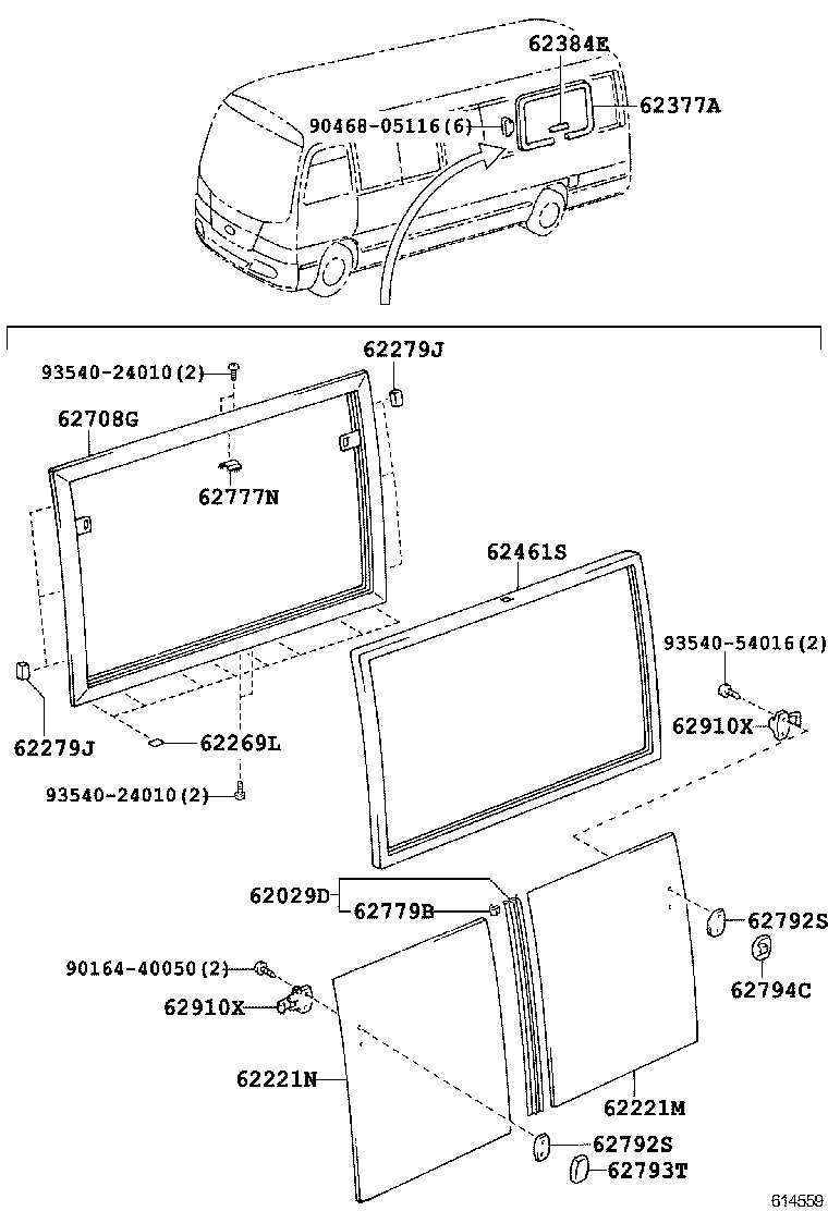 62011-0S030 FRAME SUB-ASSY, FRONT SIDE WINDOW, OUTER RH product image