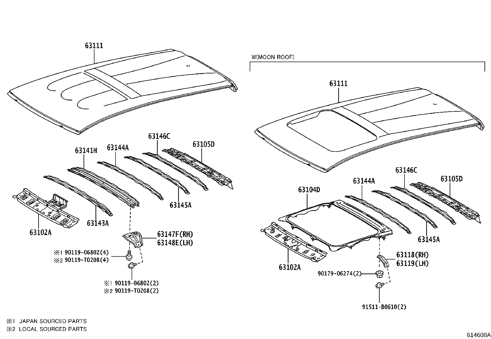 Toyota 63144-0D080 REINFORCEMENT, ROOF PANEL, NO.4
