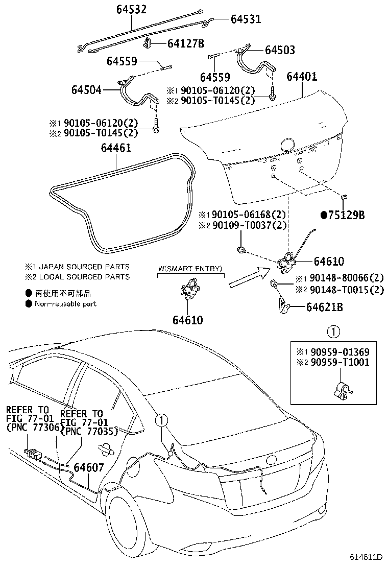 Toyota 64401-0D460 PANEL SUB-ASSY, LUGGAGE COMPARTMENT DOOR