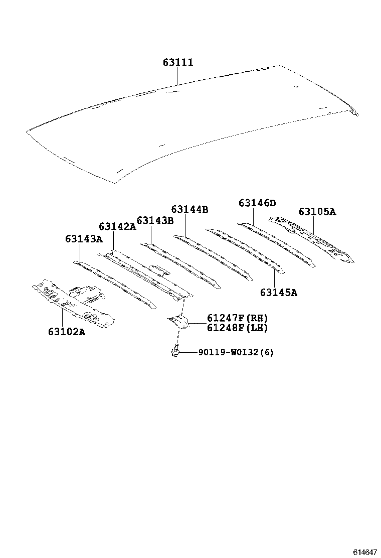 63103-02070 REINFORCEMENT, ROOF PANEL, NO.2 product image