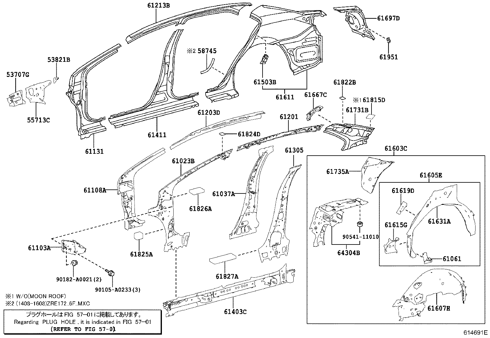 Toyota 61202-02200 RAIL SUB-ASSY, ROOF SIDE, LH