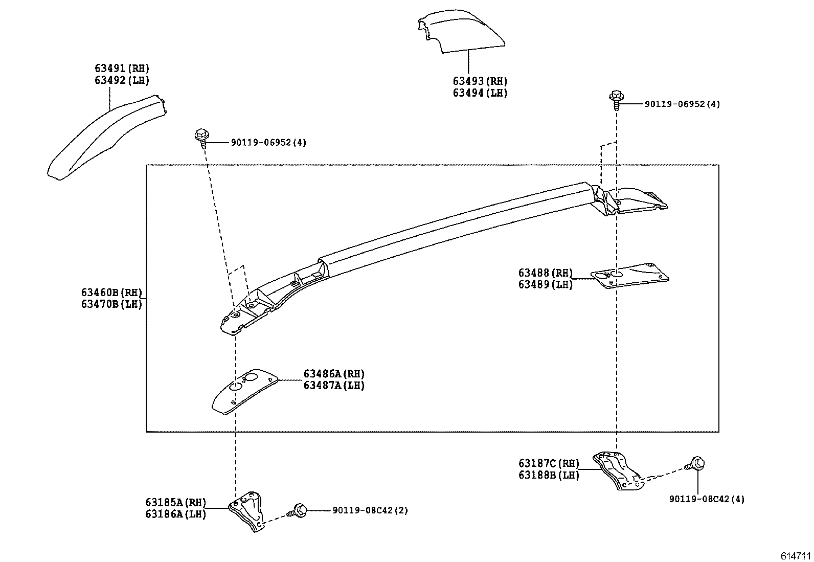 63186-0D010 BRACKET, ROOF RACK, FRONT LH product image