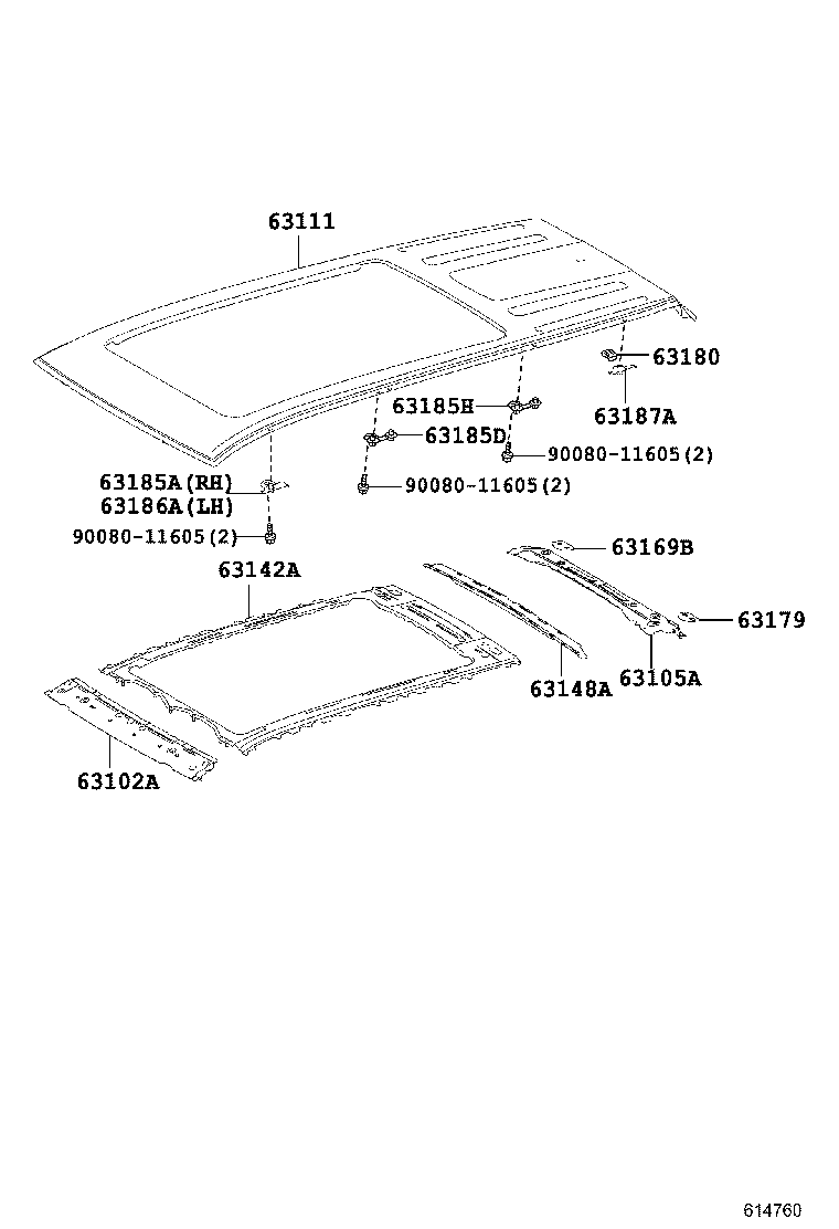 63187-0E080 BRACKET, ROOF RACK, FRONT product image