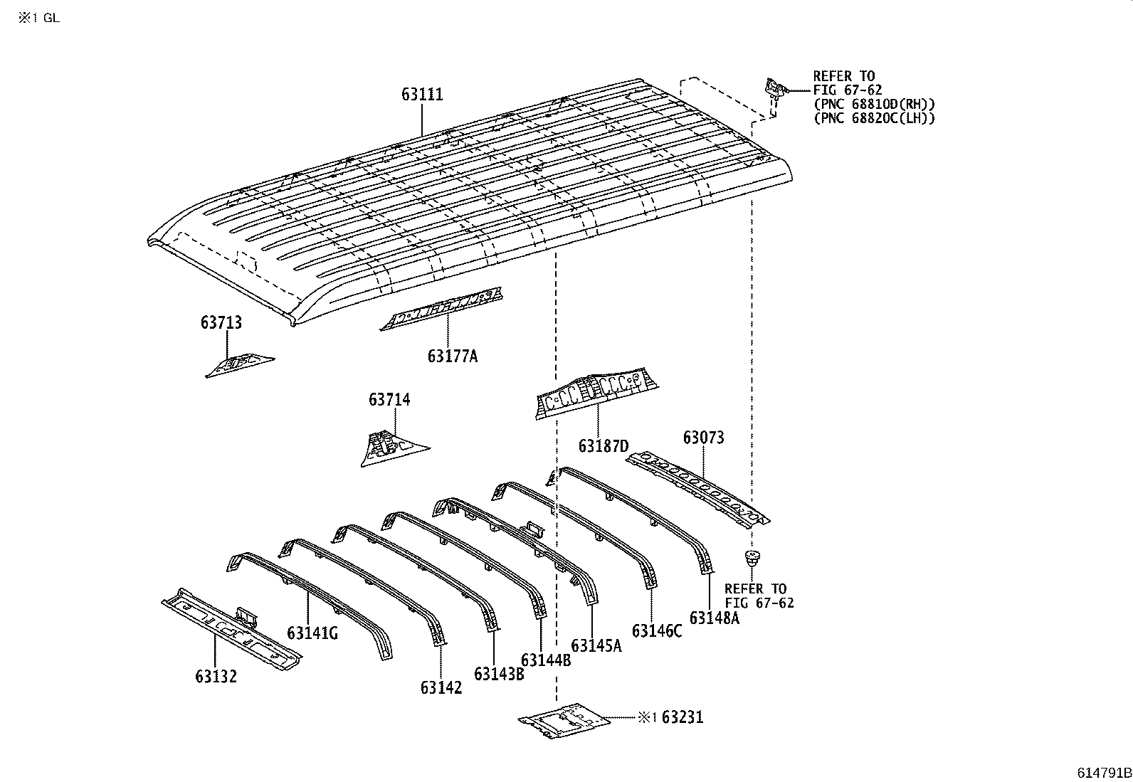 63102-26280 PANEL, WINDSHIELD HEADER, INNER product image