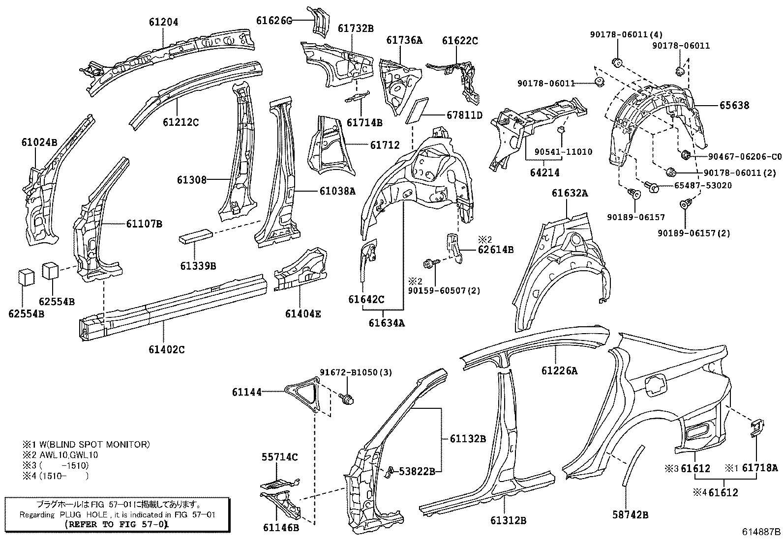 61402-30904 PANEL SUB-ASSY, ROCKER, OUTER LH product image