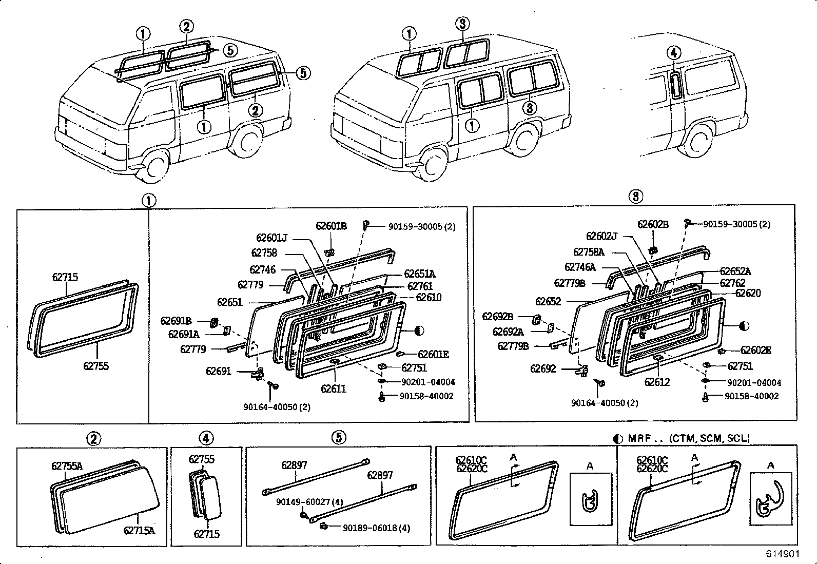 62015-90C01 SASH ASSY, SIDE WINDOW OUTER, NO.1 (FOR SLIDE TYPE) product image