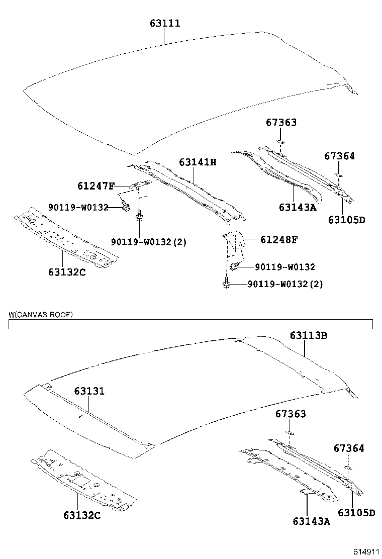 63104-0H030 REINFORCEMENT, ROOF PANEL product image