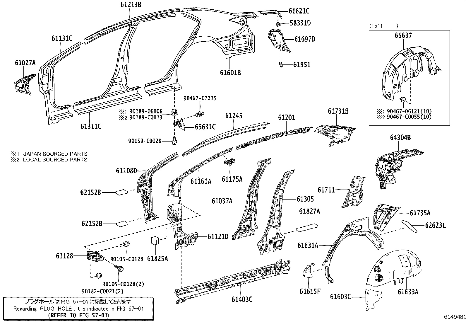 61027-02070 PILLAR SUB-ASSY, FRONT BODY, OUTER RH product image