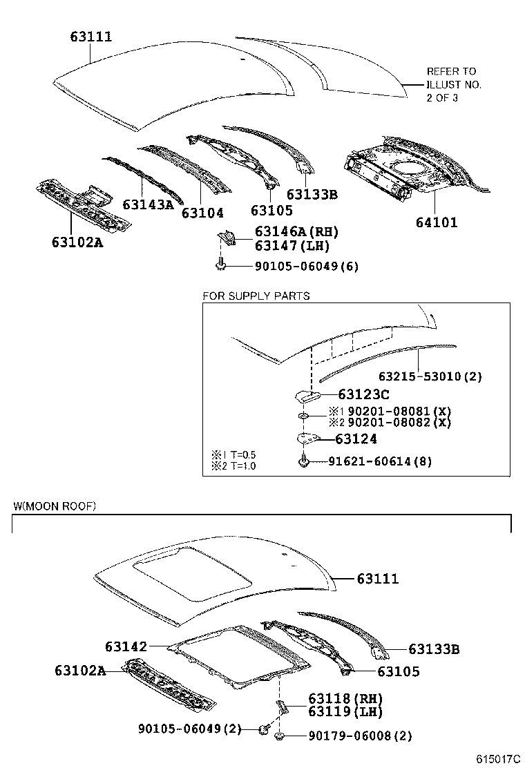 Toyota 63141-24040 REINFORCEMENT SUB-ASSY, ROOF PANEL, CENTER
