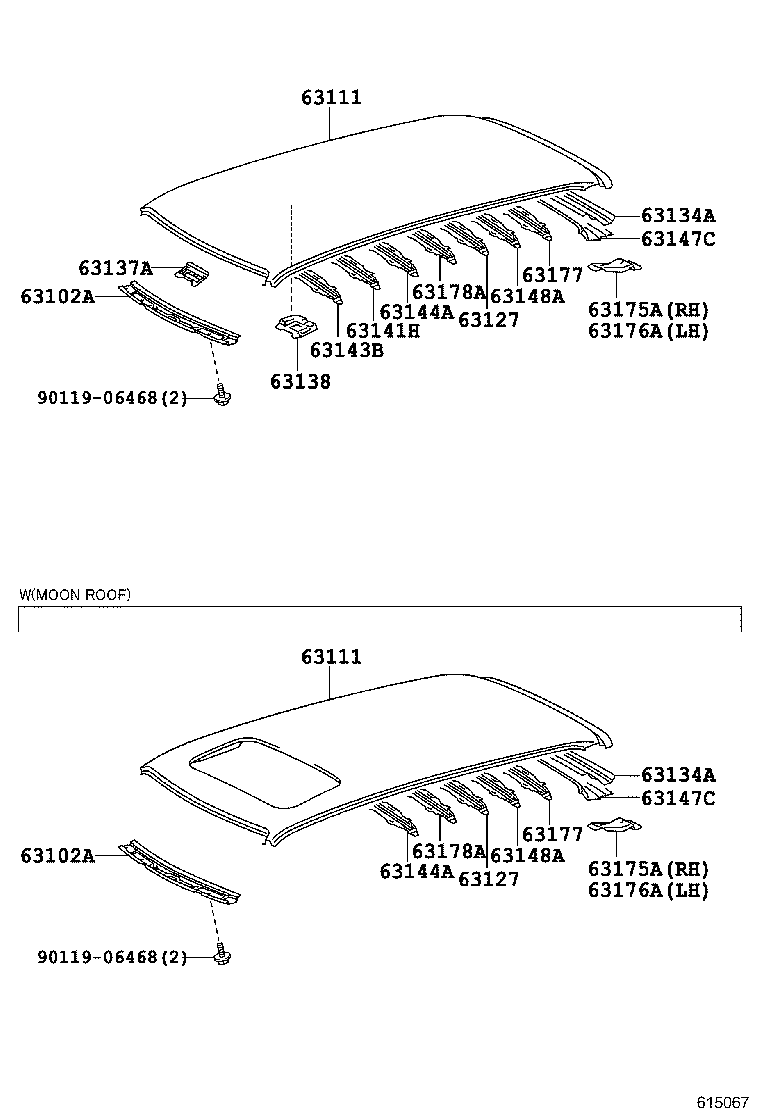 63141-21020 REINFORCEMENT, ROOF PANEL, CENTER product image