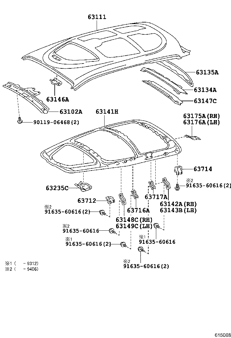63141-21020 REINFORCEMENT, ROOF PANEL, CENTER product image