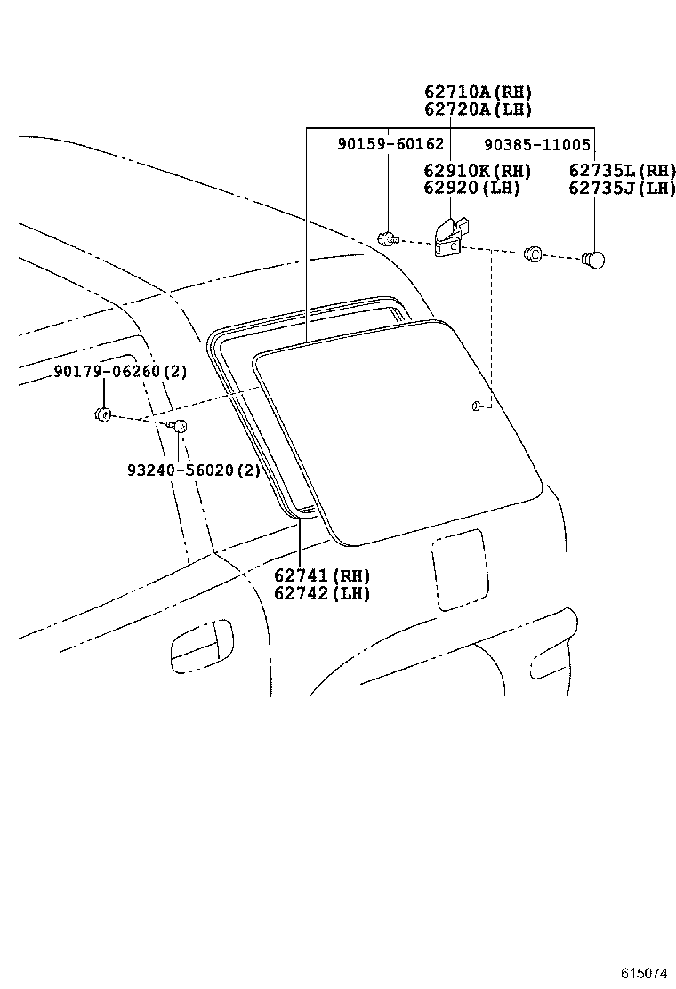 62720-42010 WINDOW ASSY, QUARTER, LH product image