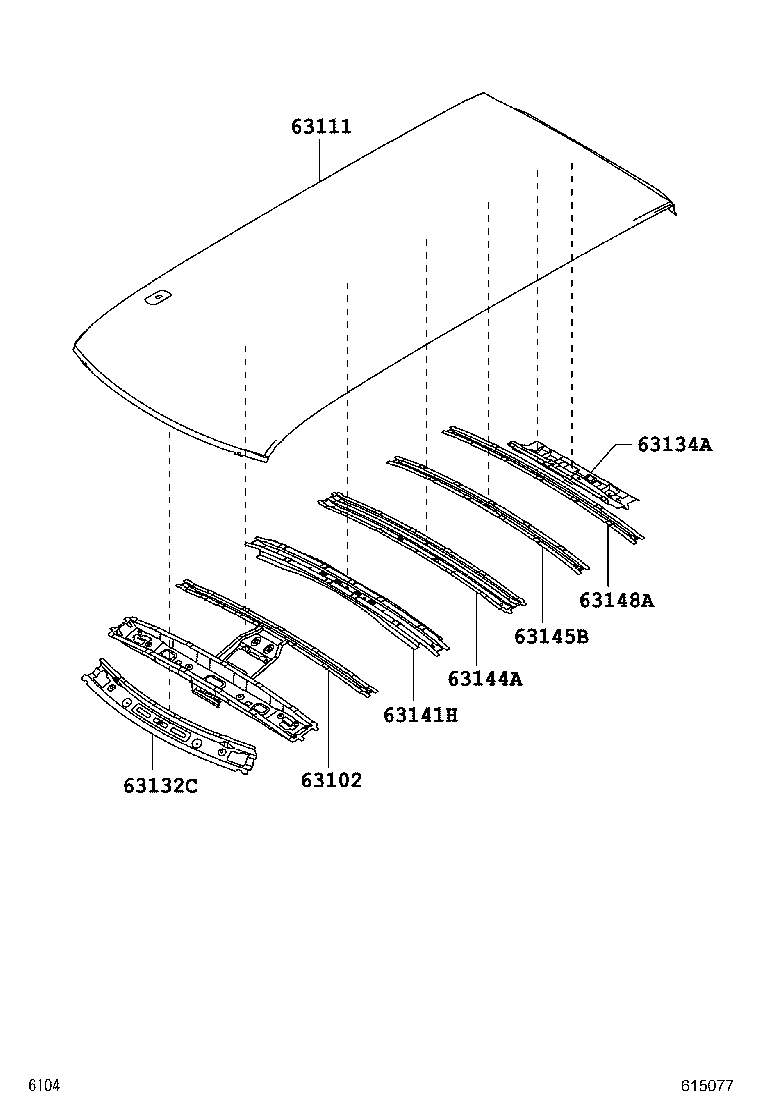 63102-B2120 REINFORCEMENT SUB-ASSY, ROOF PANEL, FRONT product image
