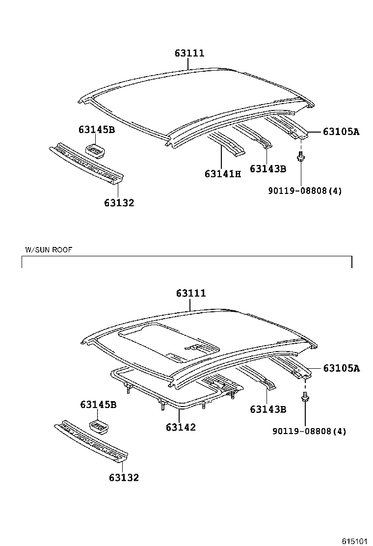 63142-13080 REINFORCEMENT, ROOF PANEL, NO.2 product image