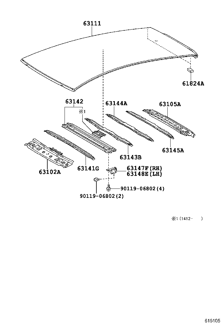 63435-52010 SEAL, ROOF CARRIER, NO.1 RH product image