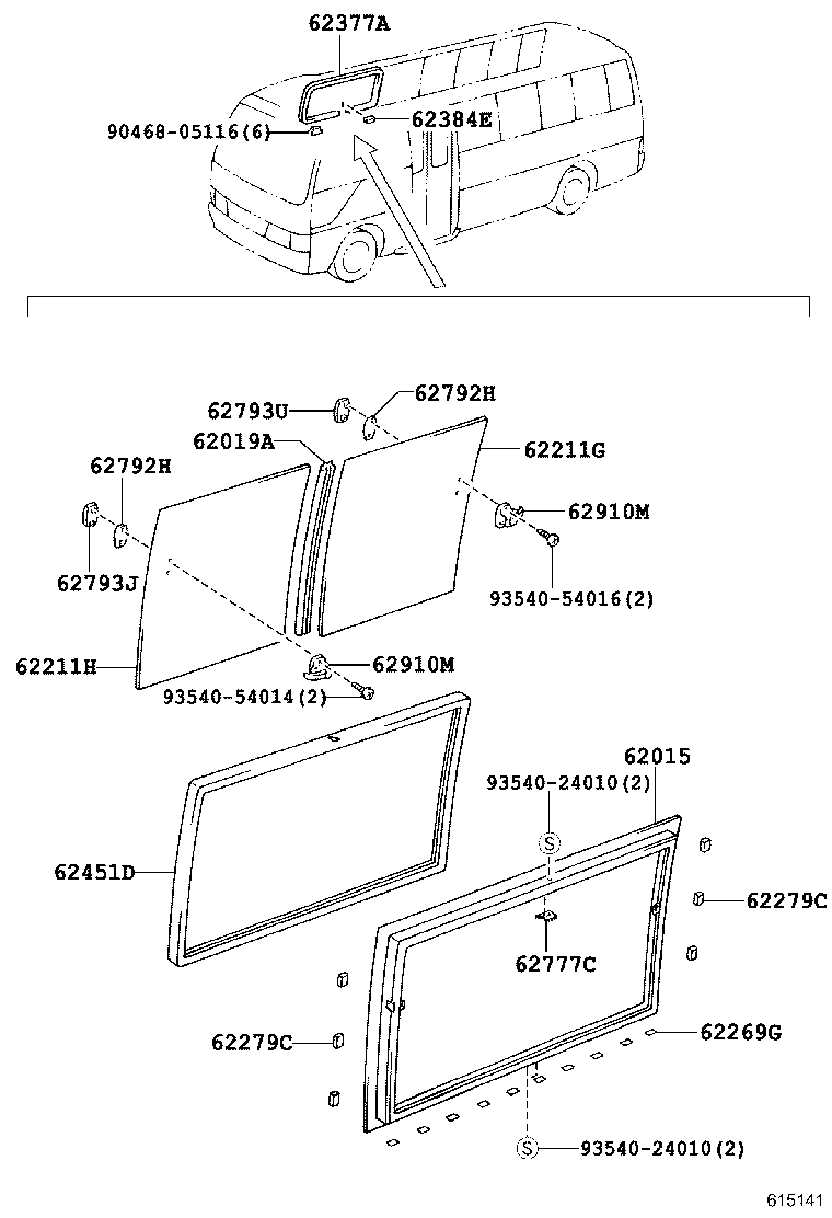 62785-36010 SPACER, QUARTER WINDOW GLASS product image