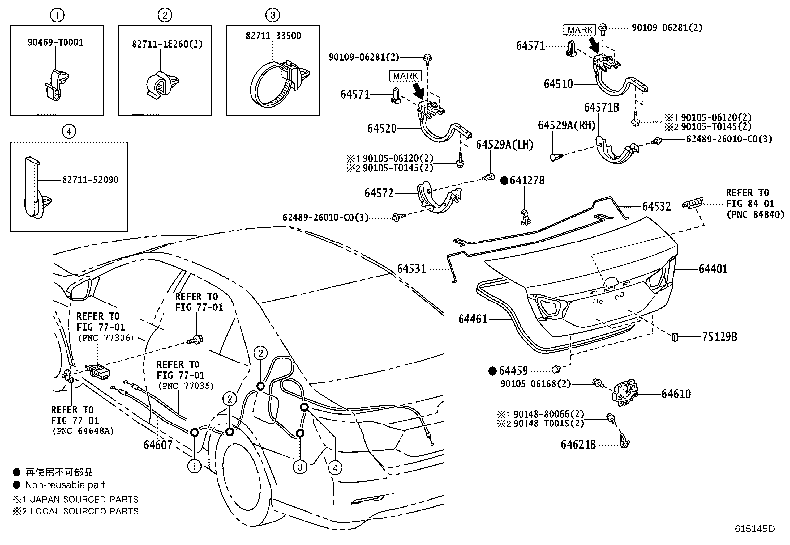 64127-06081 SUPPORT, LUGGAGE COMPARTMENT DOOR TORSION BAR product image