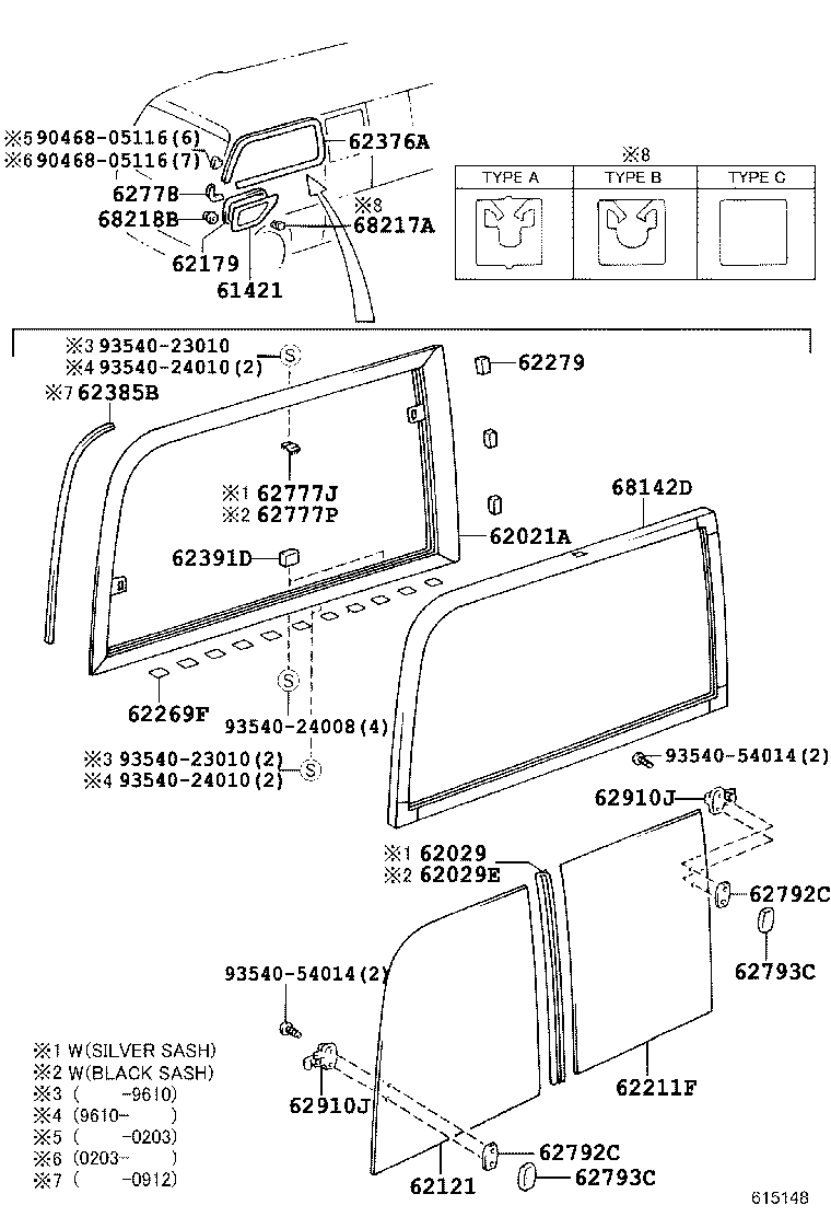 62785-36010 SPACER, QUARTER WINDOW GLASS product image