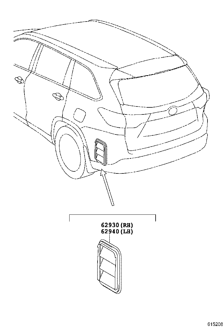 62930-0E030 DUCT ASSY, ROOF SIDE VENT, RH product image