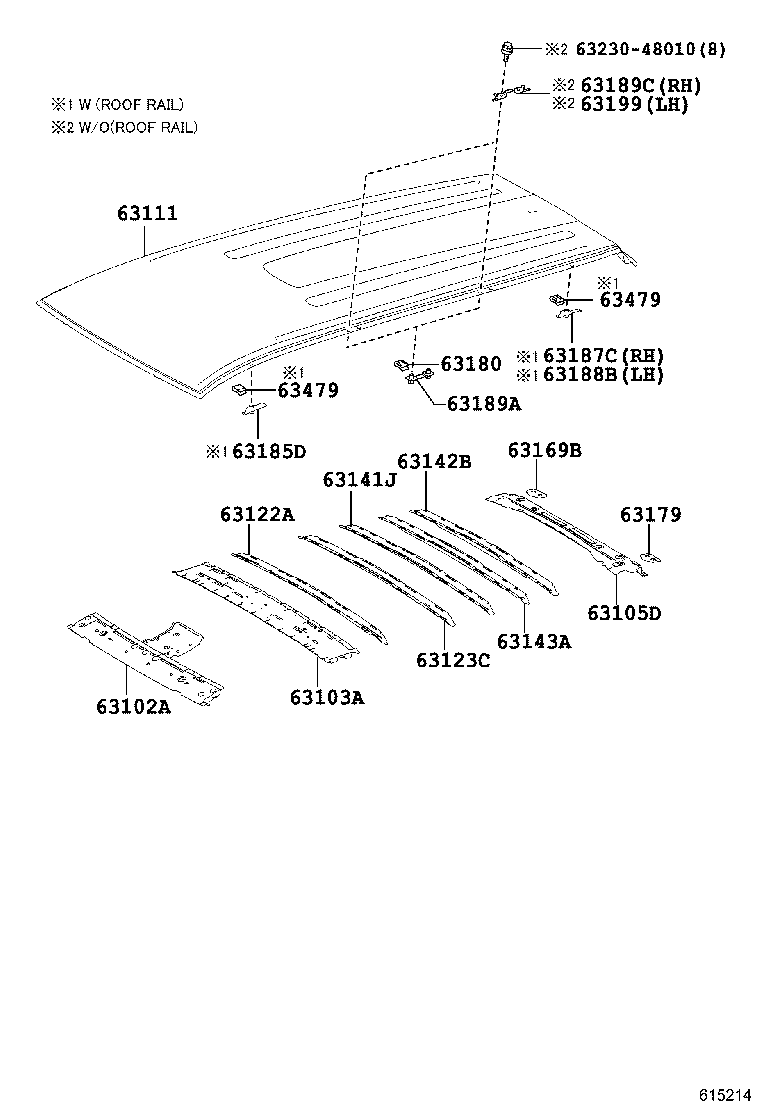 63103-0E050 REINFORCEMENT SUB-ASSY, ROOF PANEL product image
