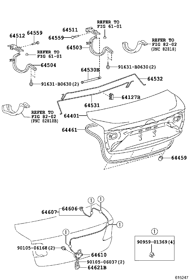64532-05070 BAR, LUGGAGE DOOR HINGE TORSION, LH product image