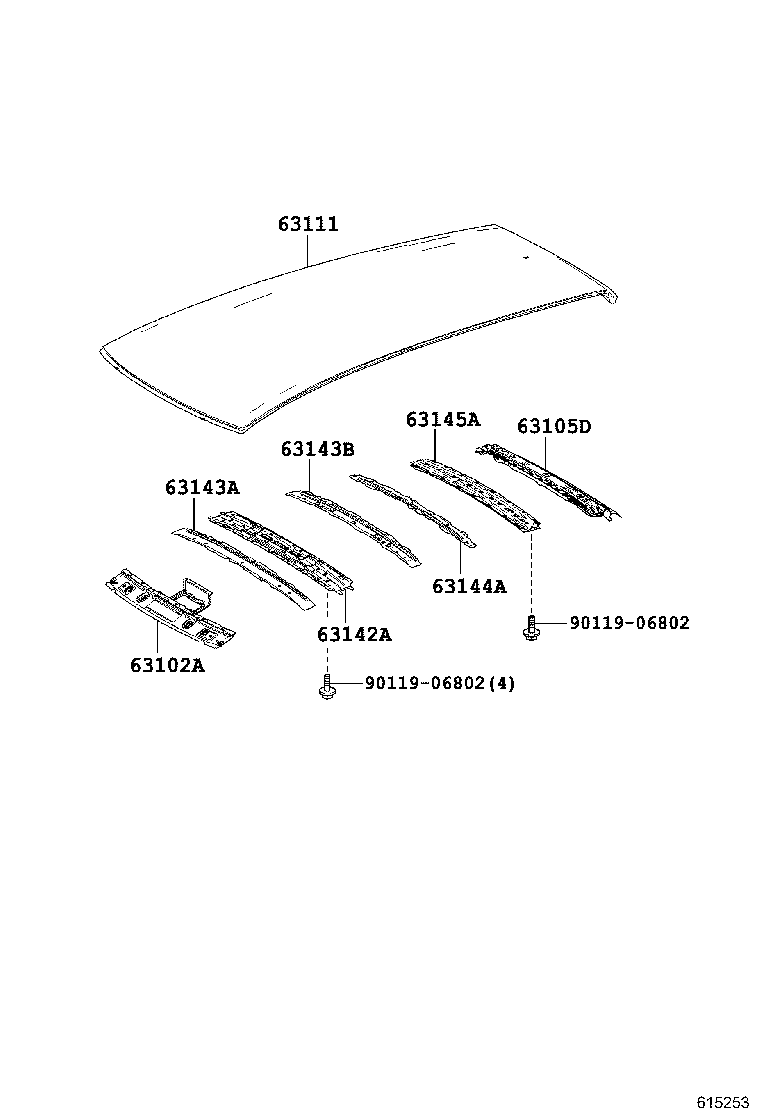 63103-52140 REINFORCEMENT, ROOF PANEL, NO.2 product image