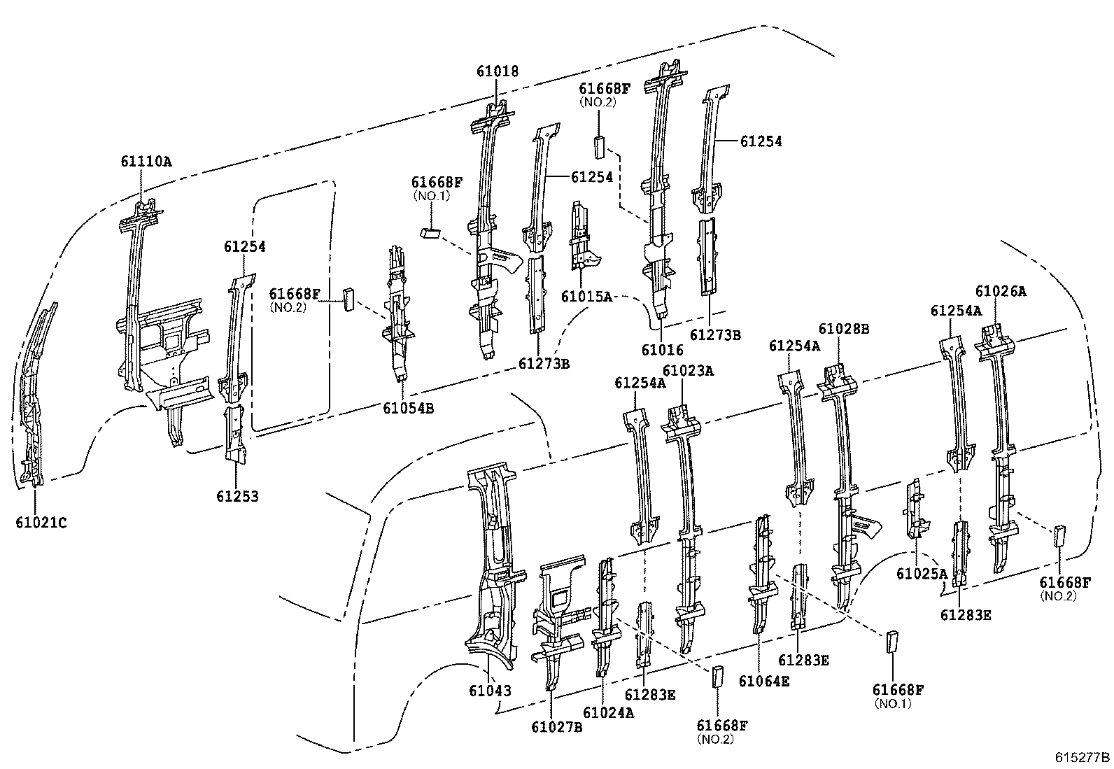61024-0S010 PILLAR SUB-ASSY, NO.4 LH product image