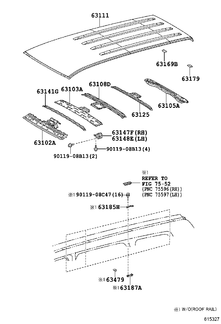 63409-60080 SUPPORT SUB-ASSY, ROOF RACK, CENTER product image
