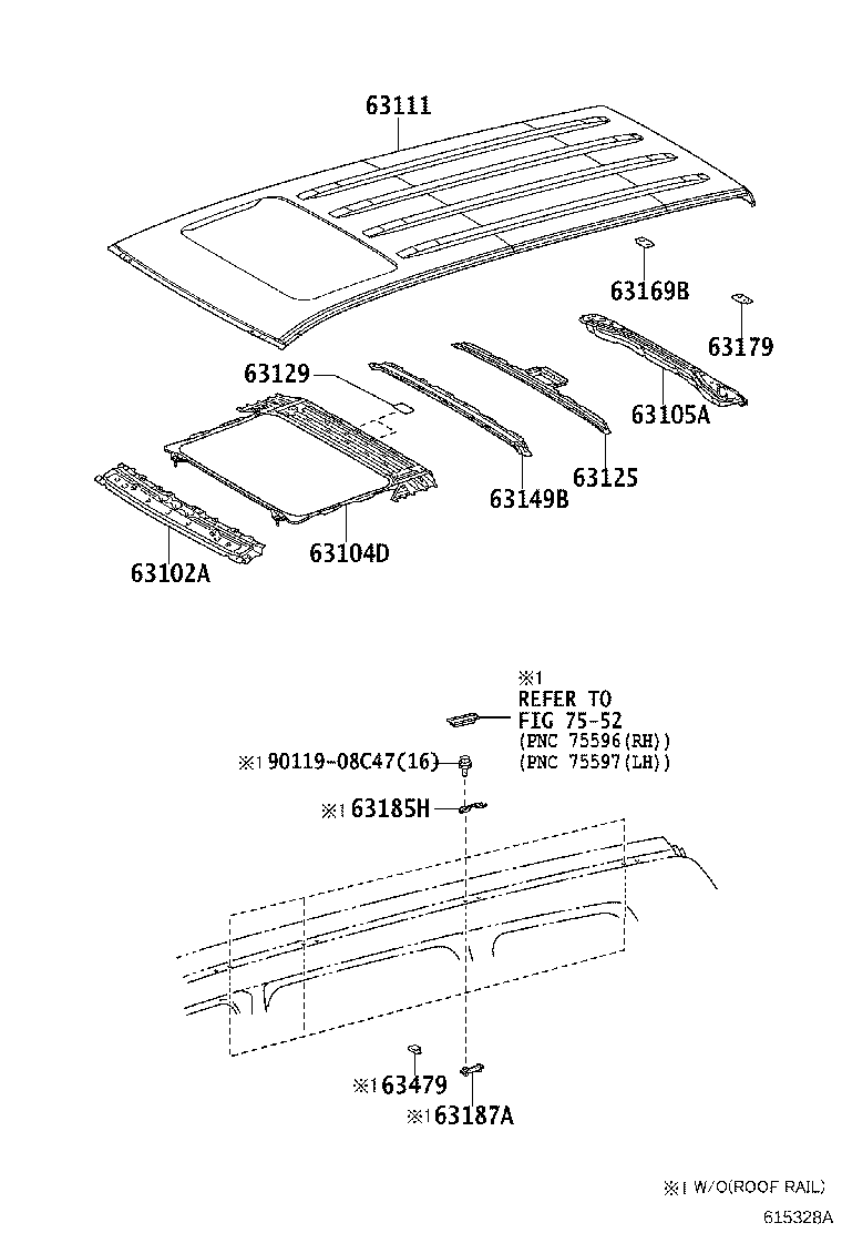 Toyota 63201-60100 GLASS SUB-ASSY, SLIDING ROOF