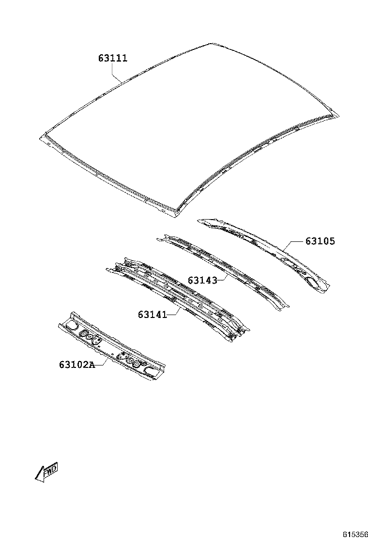 63133-WB002 REINFORCEMENT SUB-ASSY, ROOF PANEL, REAR product image